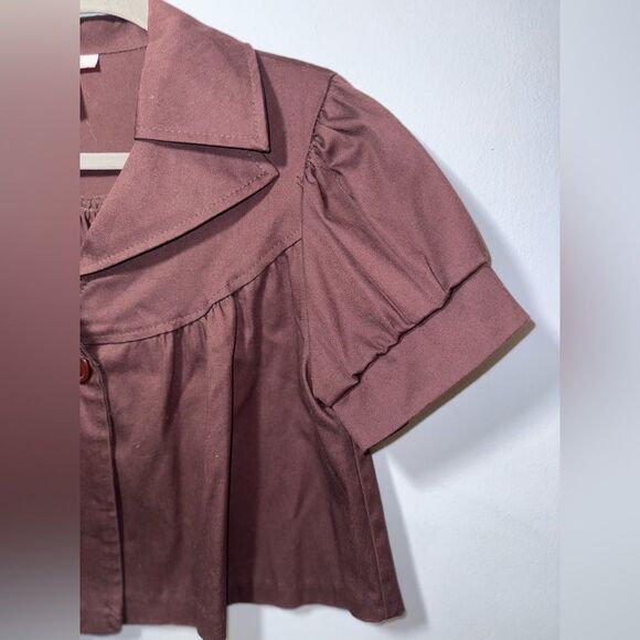 Vintage Y2K Discontinued 579 Brown single Button Cropped Jacket Size Medium EUC - Picture 2 of 7